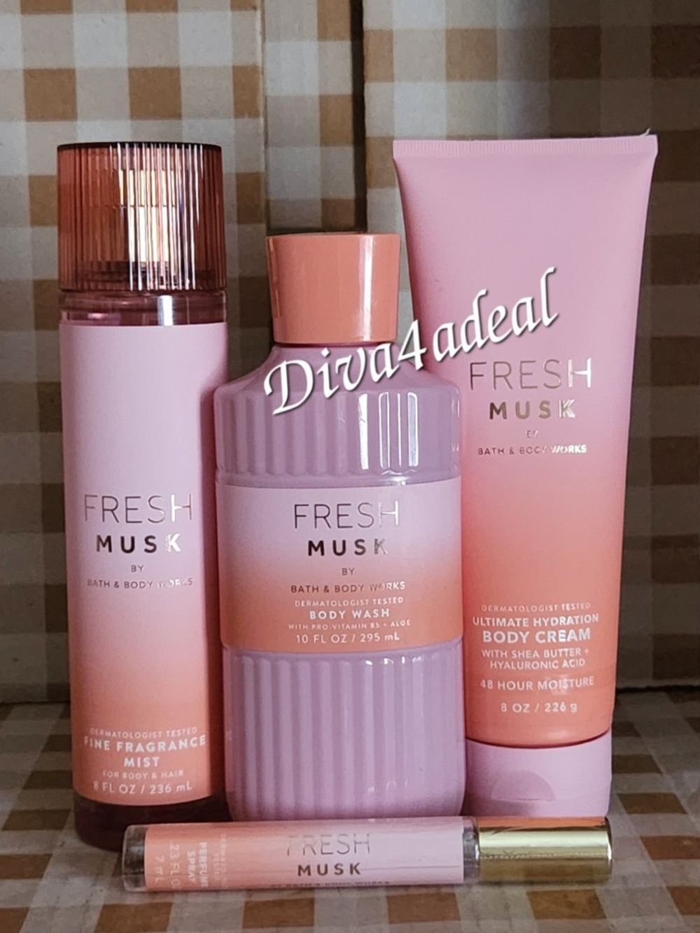 Bath & Body Works FRESH MUSK 4PC Collection Set Bundle